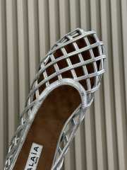 Uubags Alaia Grege Cage Ballet Flats In Silver Patent Calfskin  - 3