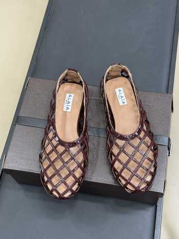 Uubags Alaia Grege Cage Ballet Flats In Burgundy Patent Calfskin