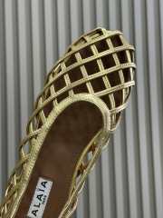 Uubags Alaia Grege Cage Ballet Flats In Gold Patent Calfskin - 5