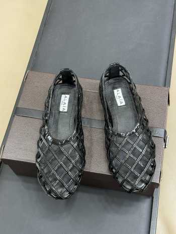 Uubags Alaia Grege Cage Ballet Flats In Black Patent Calfskin