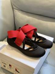 Uubags Dior Shade Ballet Flat Black Satin and Red Elastic Straps - 1