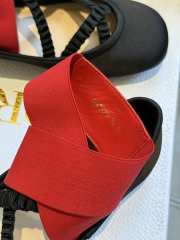 Uubags Dior Shade Ballet Flat Black Satin and Red Elastic Straps - 6