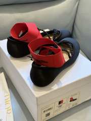 Uubags Dior Shade Ballet Flat Black Satin and Red Elastic Straps - 5