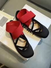 Uubags Dior Shade Ballet Flat Black Satin and Red Elastic Straps - 4