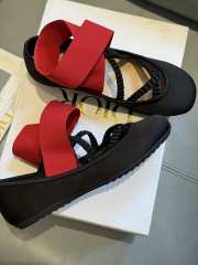 Uubags Dior Shade Ballet Flat Black Satin and Red Elastic Straps - 2