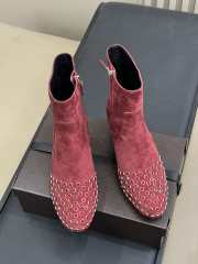 Uubags Alaia Low Boots In Strass Suede In Red 6cm - 6