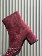 Uubags Alaia Low Boots In Strass Suede In Red 6cm - 5
