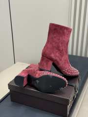 Uubags Alaia Low Boots In Strass Suede In Red 6cm - 4