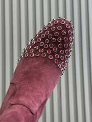 Uubags Alaia Low Boots In Strass Suede In Red 6cm - 3