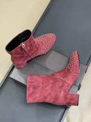 Uubags Alaia Low Boots In Strass Suede In Red 6cm - 2