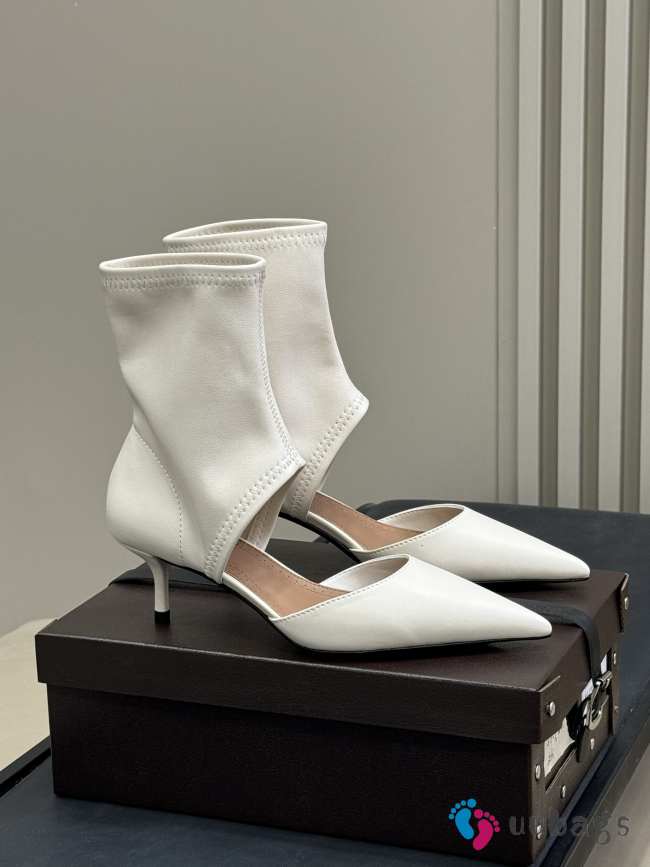 Uubags Alaia low boots in stretch goatskin leather white 5.5cm - 1