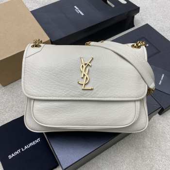 Uubags YSL Niki bag in grained lambskin white 28x20x8.5cm