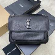 Uubags YSL Niki bag in grained lambskin black with silver buckle 28x20x8.5cm - 1