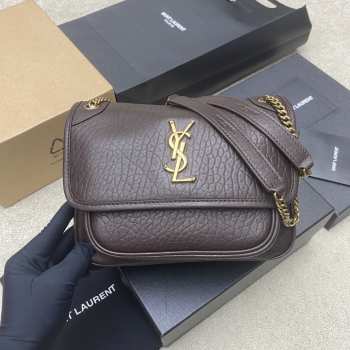 Uubags YSL Niki small bag in grained lambskin dark brown 22x16x7.5cm