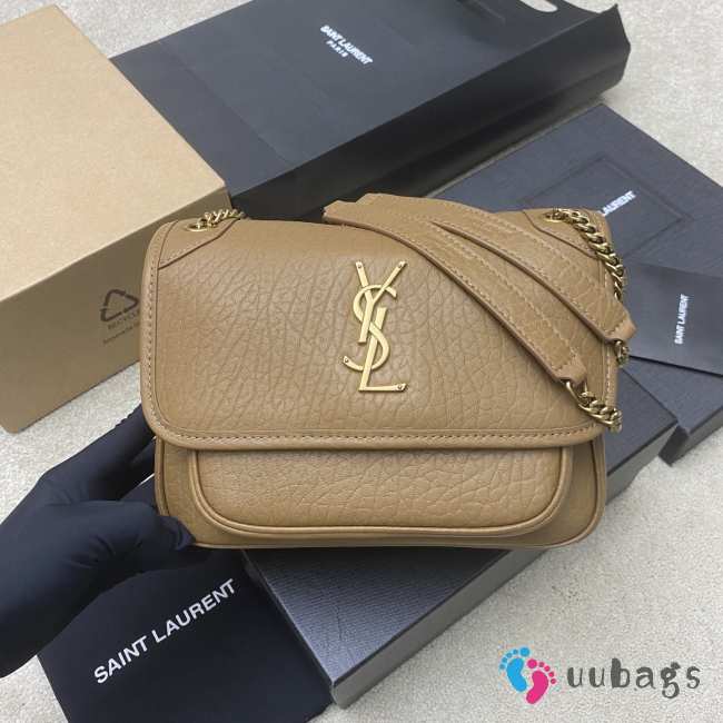 Uubags YSL Niki small bag in grained lambskin dark cork 22x16x7.5cm - 1