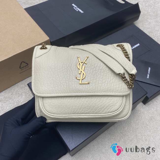 Uubags YSL Niki small bag in grained lambskin white 22x16x7.5cm - 1