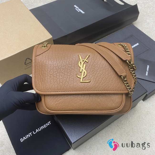 Uubags YSL Niki small bag in grained lambskin light brown 22x16x7.5cm - 1