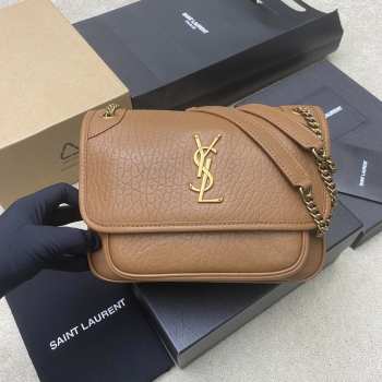 Uubags YSL Niki small bag in grained lambskin light brown 22x16x7.5cm
