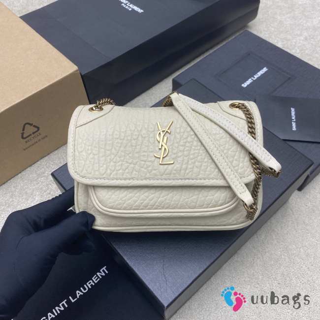 Uubags YSL Niki mini bag in grained lambskin white 12.5x18x5cm - 1