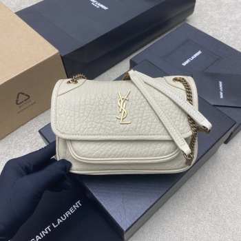 Uubags YSL Niki mini bag in grained lambskin white 12.5x18x5cm