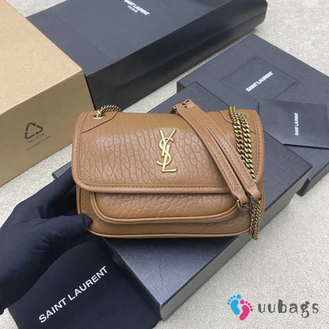 Uubags YSL Niki mini bag in grained lambskin light brown 12.5x18x5cm - 1
