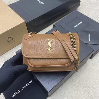 Uubags YSL Niki mini bag in grained lambskin light brown 12.5x18x5cm