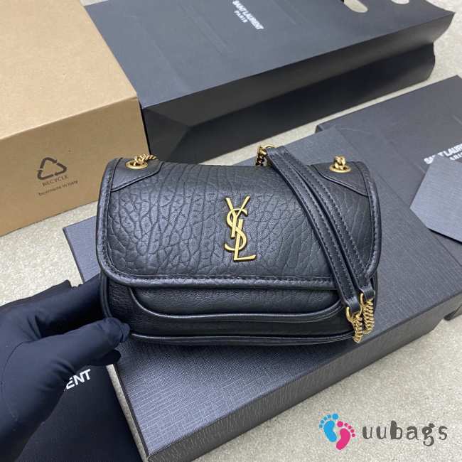 Uubags YSL Niki mini bag in grained lambskin black 12.5x18x5cm - 1