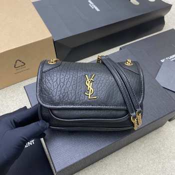 Uubags YSL Niki mini bag in grained lambskin black 12.5x18x5cm