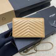 Uubags YSL Cassandre Envelope Chain Wallet In Beige Lambskin 19x12.5x3.5cm - 6