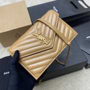 Uubags YSL Cassandre Envelope Chain Wallet In Beige Lambskin 19x12.5x3.5cm - 2