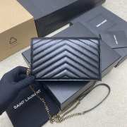 Uubags YSL Cassandre Envelope Chain Wallet In Black Lambskin 19x12.5x3.5cm - 3
