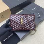 Uubags YSL Cassandre Envelope Chain Wallet In Burgundy Lambskin 19x12.5x3.5cm - 1