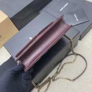 Uubags YSL Cassandre Envelope Chain Wallet In Burgundy Lambskin 19x12.5x3.5cm - 6