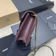 Uubags YSL Cassandre Envelope Chain Wallet In Burgundy Lambskin 19x12.5x3.5cm - 5