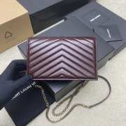 Uubags YSL Cassandre Envelope Chain Wallet In Burgundy Lambskin 19x12.5x3.5cm - 4