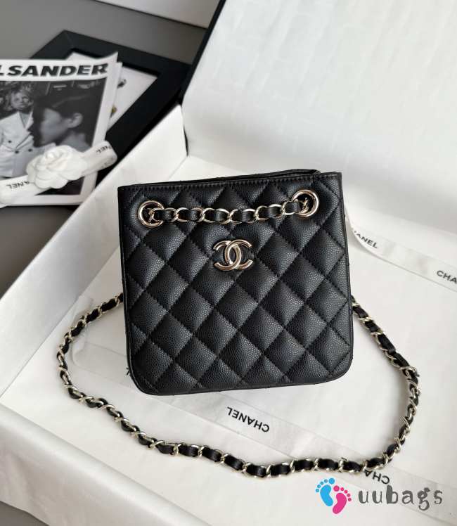 Uubags Chanel 22S Black Caviar Mini Bucket Shoulder Bag 16x15x10cm - 1