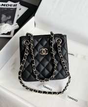 Uubags Chanel 22S Black Caviar Mini Bucket Shoulder Bag 16x15x10cm - 4
