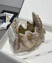 Uubags Chanel 25 Small Handbag Wool Tweed & Gold-Tone Metal Ecru, Khaki, Gold & Red 30x26x14cm - 6