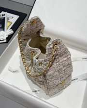 Uubags Chanel 25 Small Handbag Wool Tweed & Gold-Tone Metal Ecru, Khaki, Gold & Red 30x26x14cm - 5