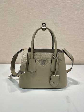 Uubags Small Prada Double Saffiano leather bag gray 25x18.5x12.5cm