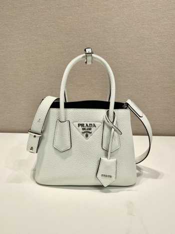 Uubags Small Prada Double Saffiano leather bag white 25x18.5x12.5cm