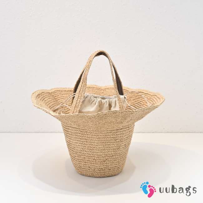 Uubags The Row Sol Convertible Canvas-Trimmed Woven Raffia Tote Bag 35x22x35cm - 1