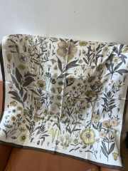 Uubags Loro Piana Enciclopedia del Lino Foulard In Yellow Ochre/Sepia Square Silk Scarf 90x90cm - 3