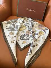 Uubags Loro Piana Enciclopedia del Lino Foulard In Yellow Ochre/Sepia Square Silk Scarf 90x90cm - 4