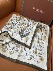 Uubags Loro Piana Enciclopedia del Lino Foulard In Yellow Ochre/Sepia Square Silk Scarf 90x90cm - 5