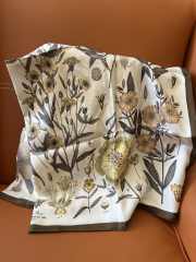 Uubags Loro Piana Enciclopedia del Lino Foulard In Yellow Ochre/Sepia Square Silk Scarf 90x90cm - 6
