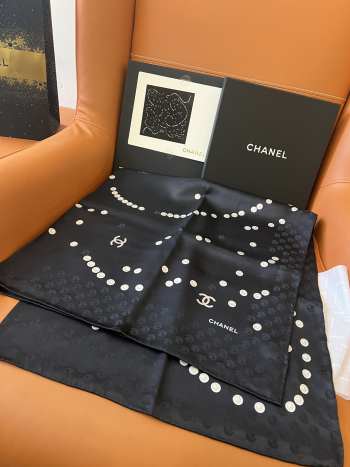 Uubags Chanel Pearl Silk Scarf In Blue