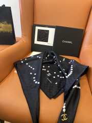 Uubags Chanel Pearl Silk Scarf In Blue - 4