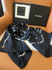 Uubags Chanel Pearl Silk Scarf In Blue - 3