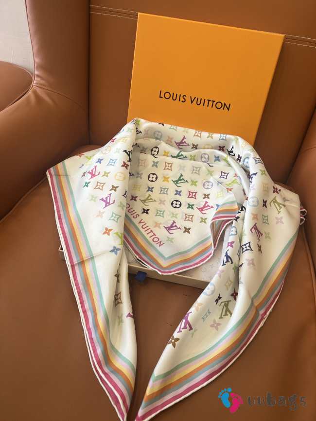 Uubags Louis Vuitton Takashi Murakami Monogram Multicolor Shawl Wool Silk Scarf 01 - 1